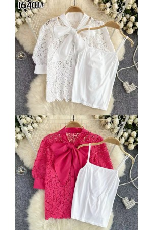 16401<br/>Lace Top w/Bow Tie